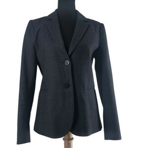 Theory Zaylin Fern Blazer Woven Wool Charcoal Career Size 8